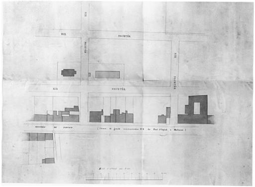 Projet de percement de rues vers la nouvelle cité depuis la chaussée de Dornach (avenue Aristide Briand).