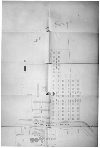 Plan de la première cité (Plan en 3 parties, vue de la partie de droite).