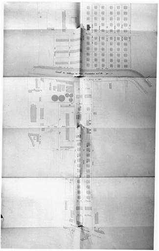 Plan de la première cité (Plan en 3 parties, vue de la partie gauche).