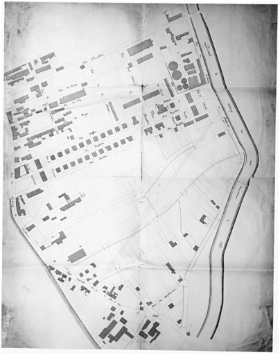 Plan de la première cité entre la rue du faubourg de Belfort et la rue du faubourg de Colmar.