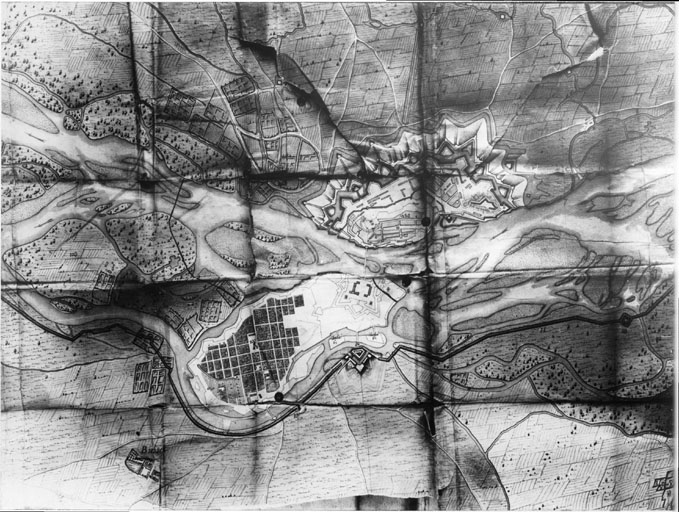 Fragment de la carte du cours du Rhin aux environs de Neuf-Brisach.