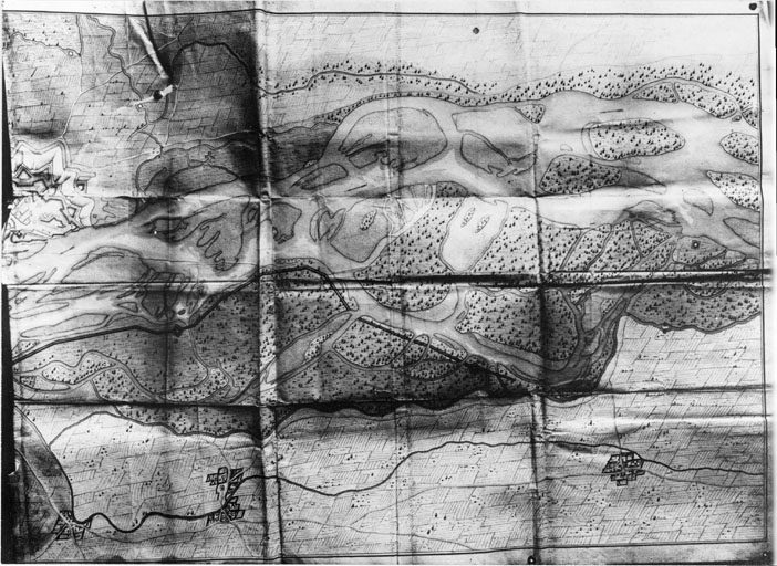 Carte du cour du Rhin avec les environs de Brisack / deuxième feuille.