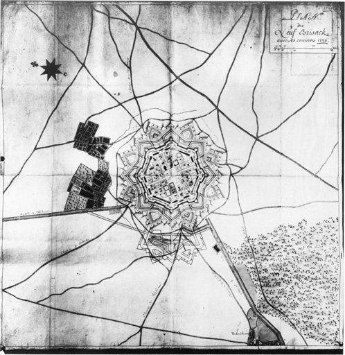 Plan du Neuf Brisach avec les environs (1723).