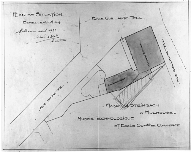 Plan de situation : projet d'agrandissement (non réalisé).