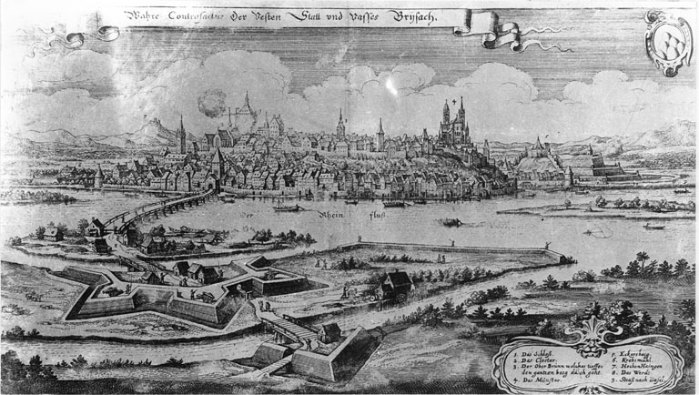 Vieux-Brisach avec le Fort Saint-Jacques. Vue antérieure à Mérian.