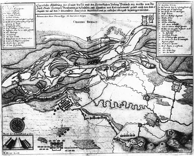 Carte du siège de Brisack en 1638.