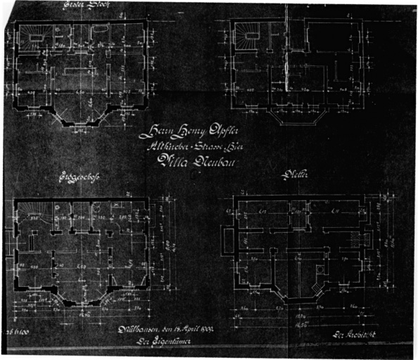 Plan du sous-sol, rez-de-chaussée, premier étage, deuxième étage de la villa 15a.