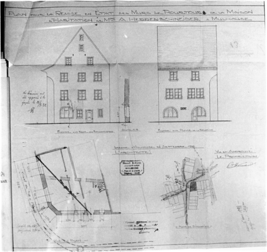 Plan établi en vue de la remise en état des murs de pourtour.