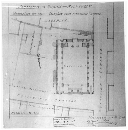 Plan, projet d'escaliers de secours.