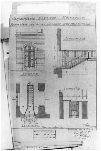 Projet de porte de secours vers la nouvelle rue.