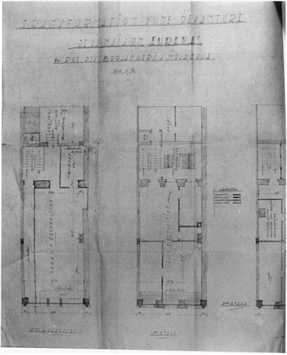 Magasin, 20 rue des Boulangers. Plans du rez-de-chaussée et du premier étage.