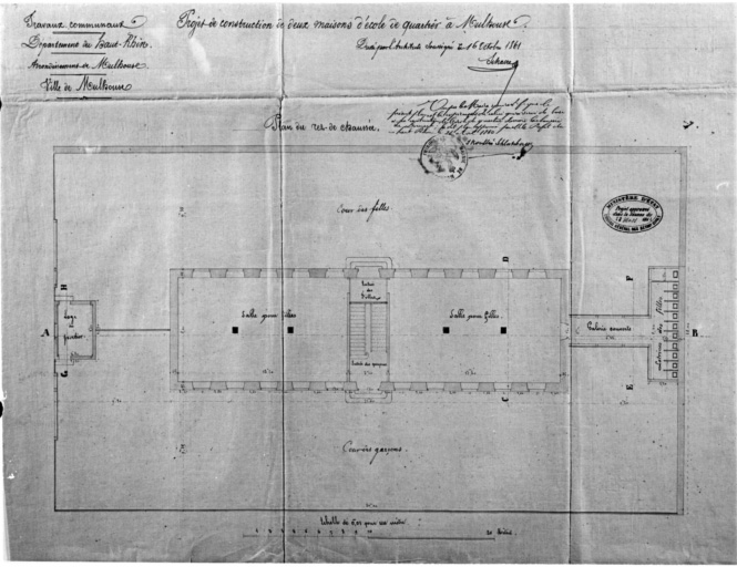 Projet de construction de deux maisons d'école de quartier. Plan du rez-de-chaussée.