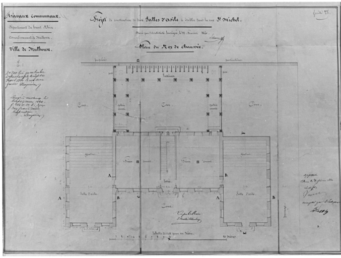 Projet de construction de deux salles d'asile à établir sur la rue Saint-Michel. Plan du rez-de-chaussée.