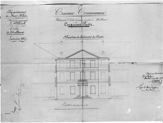 Cinquième partie : élévation du bâtiment du centre.