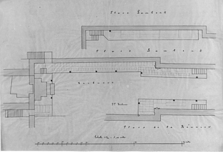 Eglise détruite : plan des tribunes (nef et choeur).