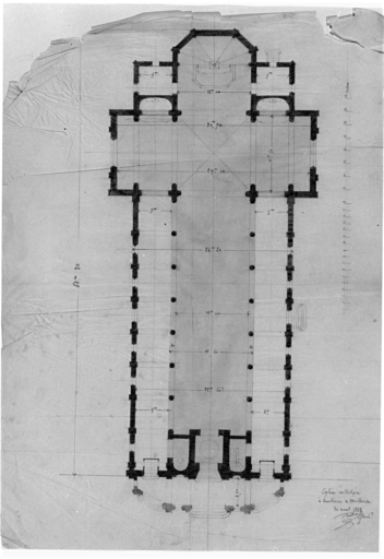 Eglise catholique à construire à Mulhouse. Plan (non réalisé).