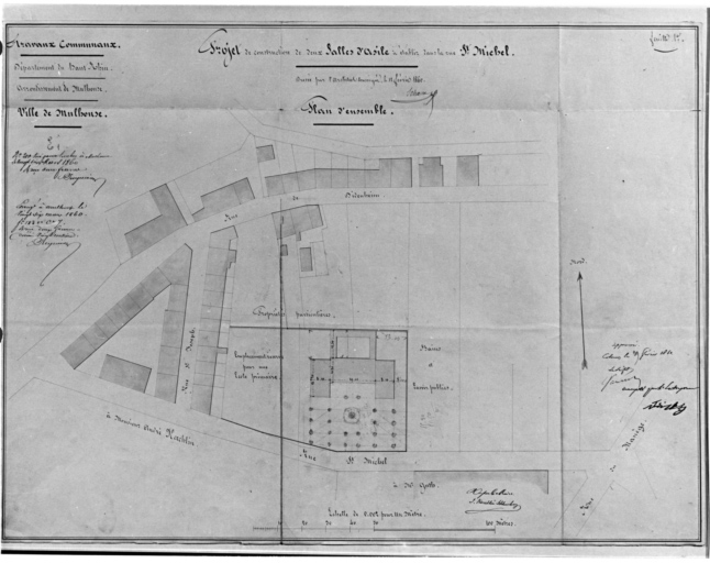 Projet de construction de deux salles d'asile à établir sur la rue Saint-Michel. Plan d'ensemble.