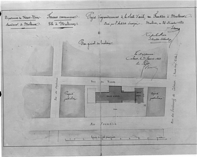 Projet d'agrandissement de la salle d'asile. Plan général des localités.