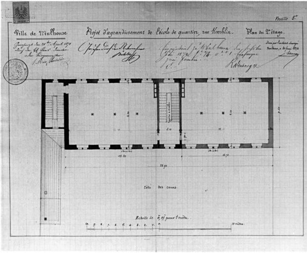 Projet d'agrandissement de l'école. Plan du deuxième étage.