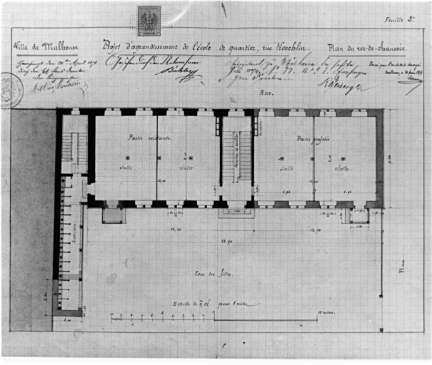 Projet d'agrandissement de l'école. Plan du rez-de-chaussée.