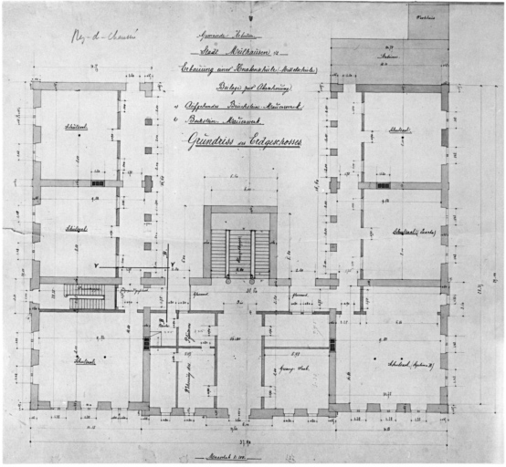 Construction d'une école spéciale de garçons (Mittelschule). Plan de la cave