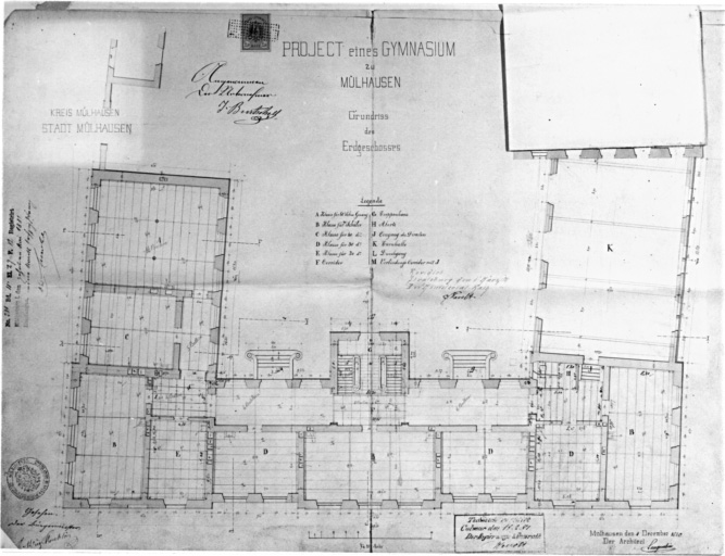 Projet de lycée : plan du rez-de-chaussée.