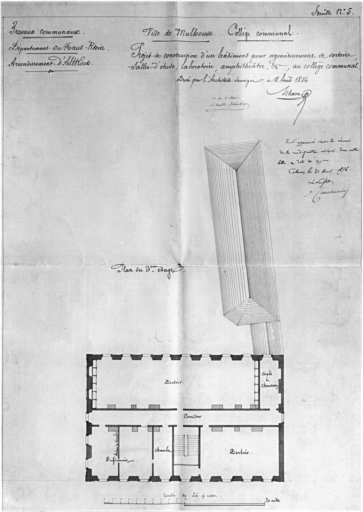 Projet de construction d'un bâtiment pour agrandissement : plan du troisième étage.