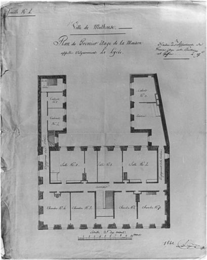 Plan du premier étage de la maison appelée vulgairement le Lycée.