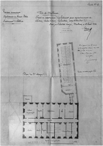 Projet de construction d'un bâtiment pour agrandissement : plan du deuxième étage.