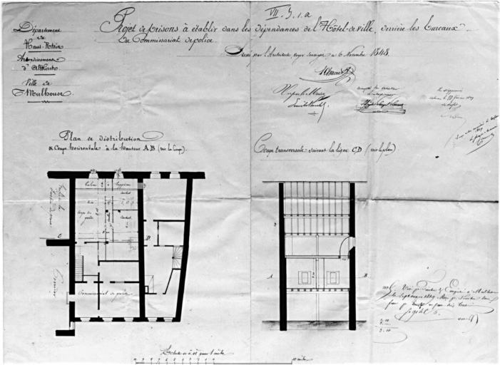 Projet de prisons à établir dans les dépendances de l'hôtel de ville.