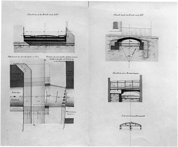 Couverture du Canal du Traenkbach : plan et coupes.