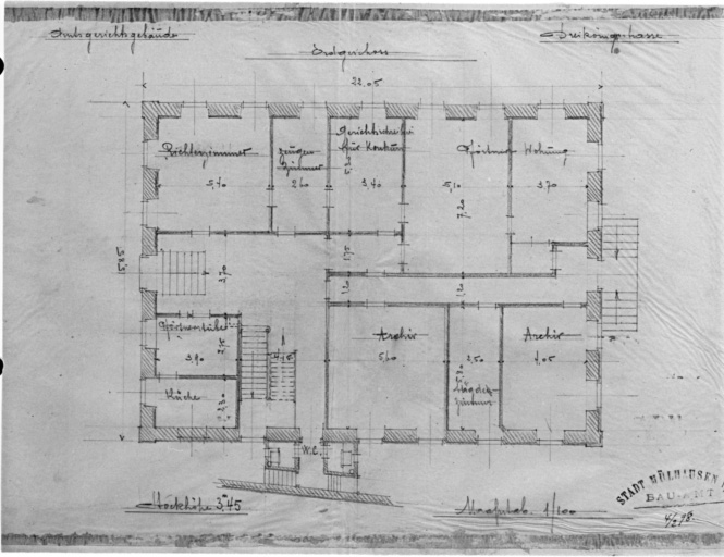 Tribunal cantonal : plan du rez-de-chaussée.