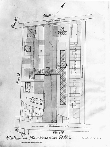 Plan de situation montrant les bâtiments démolis et existants.