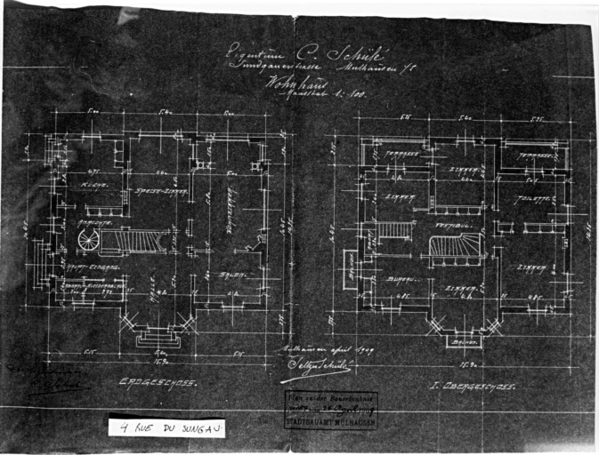 Plan du rez-de-chaussée et du premier étage.