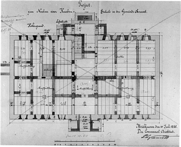 Projet pour une école de garçons. Plan du sous-sol.