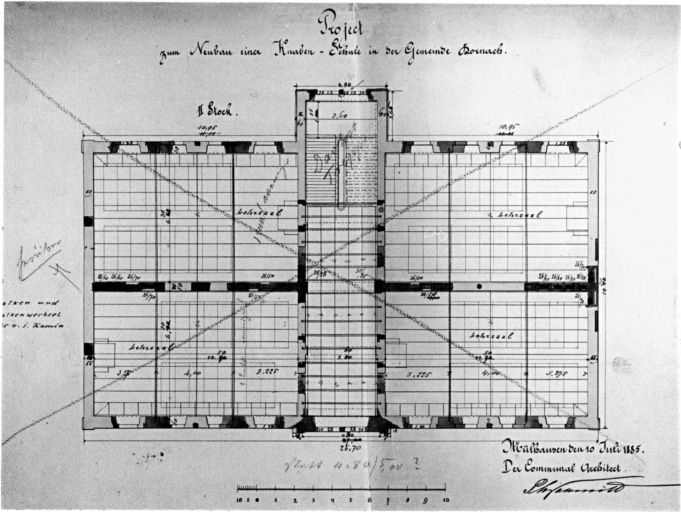 Projet pour une école de garçons. Plan du deuxième étage.