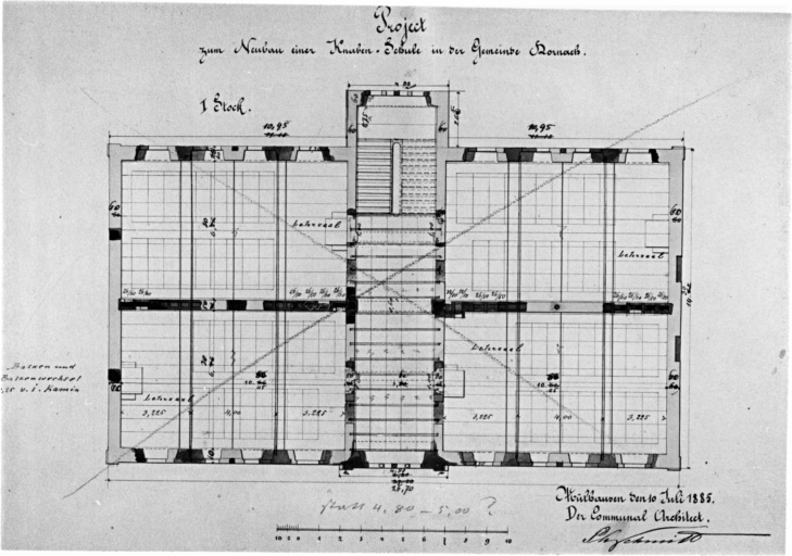 Projet pour une école de garçons. Plan du premier étage.