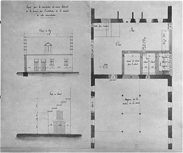 Douane : croquis pour la reconstruction des anciens bâtiments.