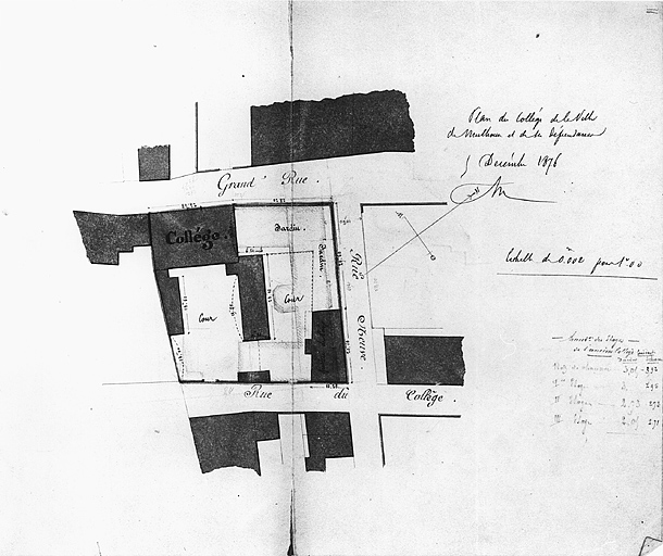 Plan du collège et de ses dépendances : plan de situation.