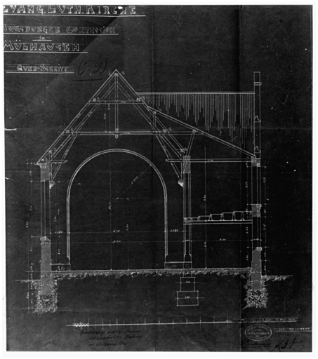 Coupe transversale sur l'église.