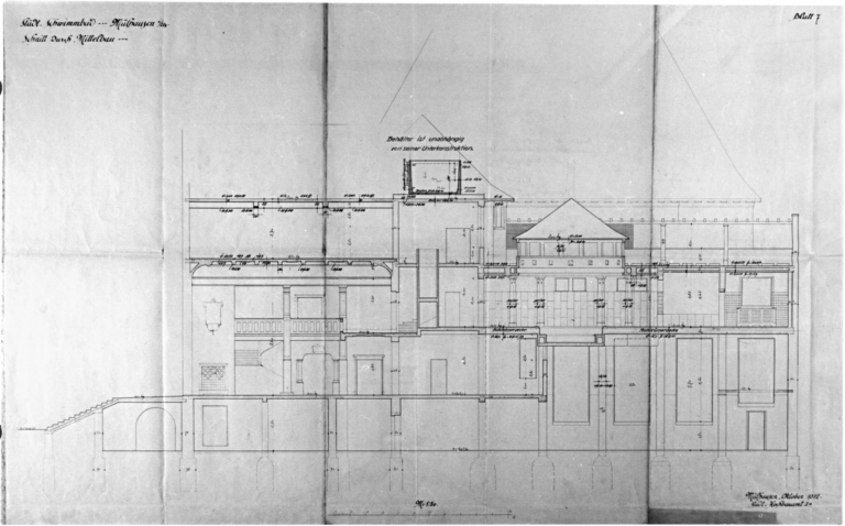 Coupe sur le corps du bâtiment central.