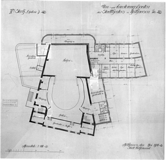 Projet de transformation et d'agrandissement : plan du quatrième étage (troisième balcon).