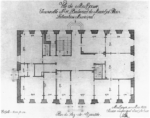 Plan du rez-de-chaussée de la maison antérieure gauche.