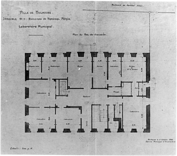 Plan du rez-de-chaussée de la maison antérieure gauche.