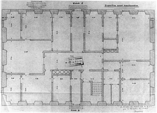 Plan du rez-de-chaussée de la maison antérieure gauche (avant transformation).