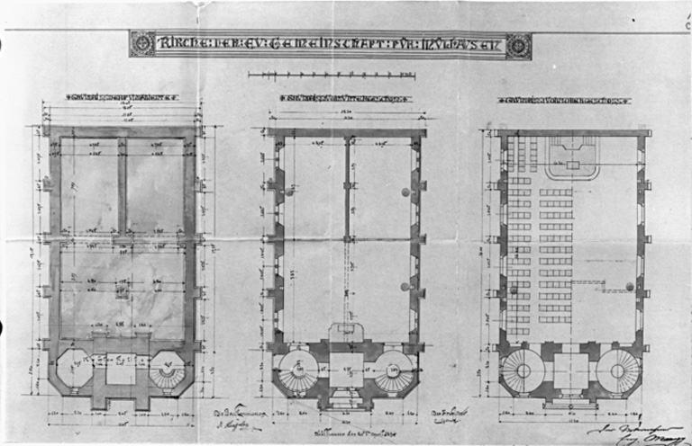 Plans des fondations, du niveau inférieur au niveau supérieur.