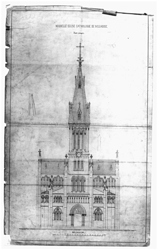 Nouvelle église catholique de Mulhouse. Façade principale (projet exécuté).