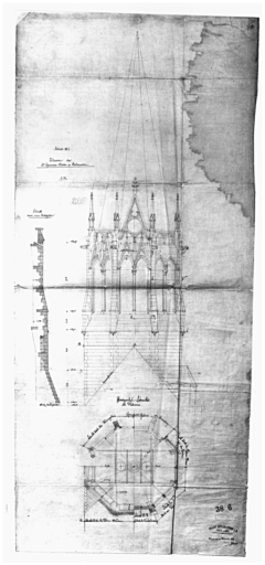 Tour du transept : plan et élévation.