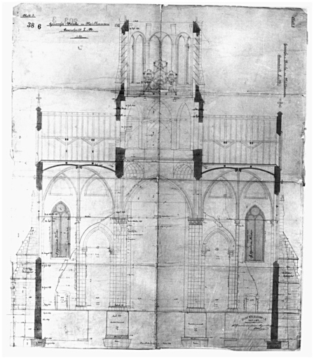 Coupe transversale avec dates d'avancement des travaux.