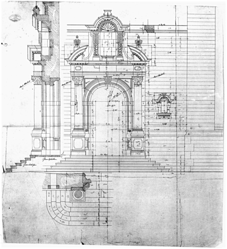 Elévation du portail et de la façade principale.